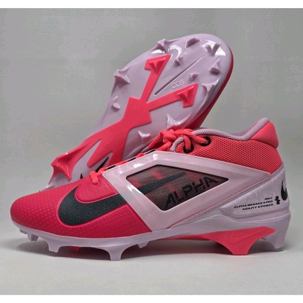 New Elit Nike Alpha Menace 4 Pro NRG Racer Pink Cleats Men's HJ4568-600 Size 11